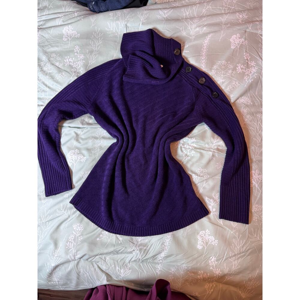 Liz Claiborne size small eggplant purple sweater faux turtleneck